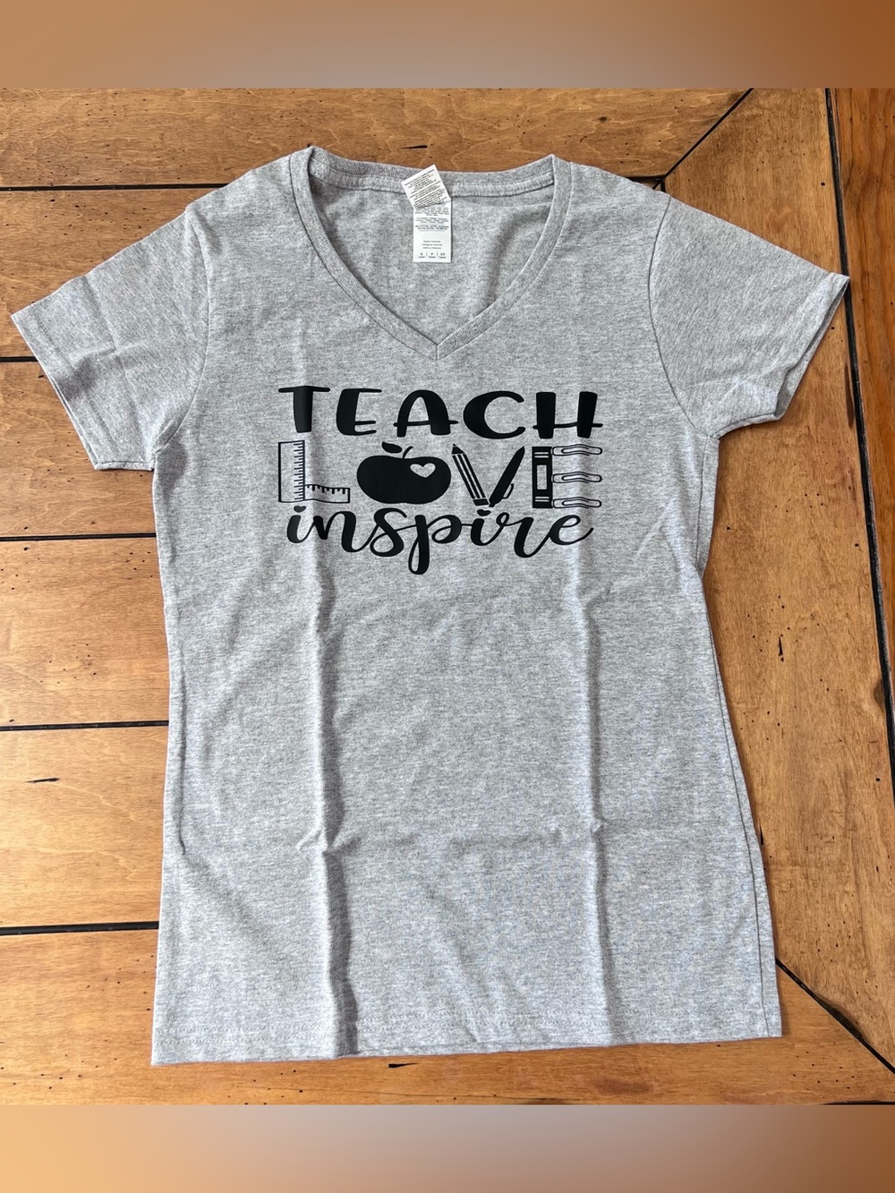 Teach Love Inspire V-Neck Tee - Gray